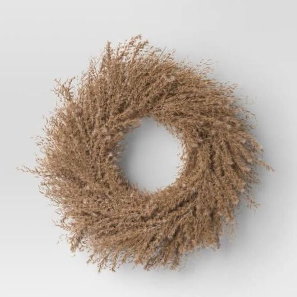 21” Pampas Preserved Wreath by Threshold NEW (R2) - Picture 1 of 5